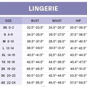 SAVAGE X FENTY - sizing reference chart for listings